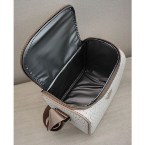 GUESS V7200069 White/Taupe Junction Travel Zip Around Lunch Box w/Carrying Strap - Picture 10 of 14